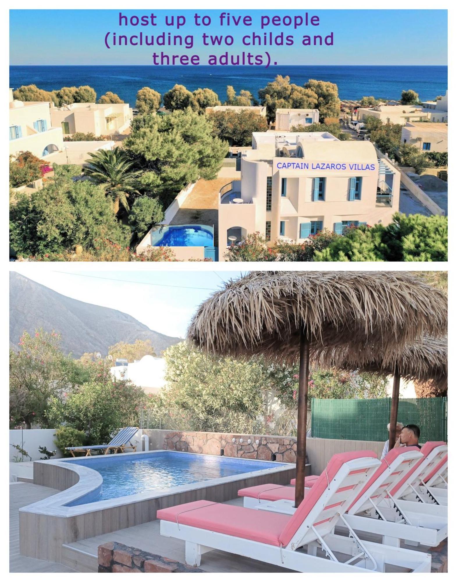 Located By The Sea One Beachfront Private Captain Lazaros Pool Villa With Loft In 750Sqm Spacious Private Plot-Jacuzzi-Sunrelax-Furnished Terace-Gazebo-Private Parking,Sleep 3 Adults And 2 Children, Just Steps From The Black Beach-Seaview Перисса Экстерьер фото